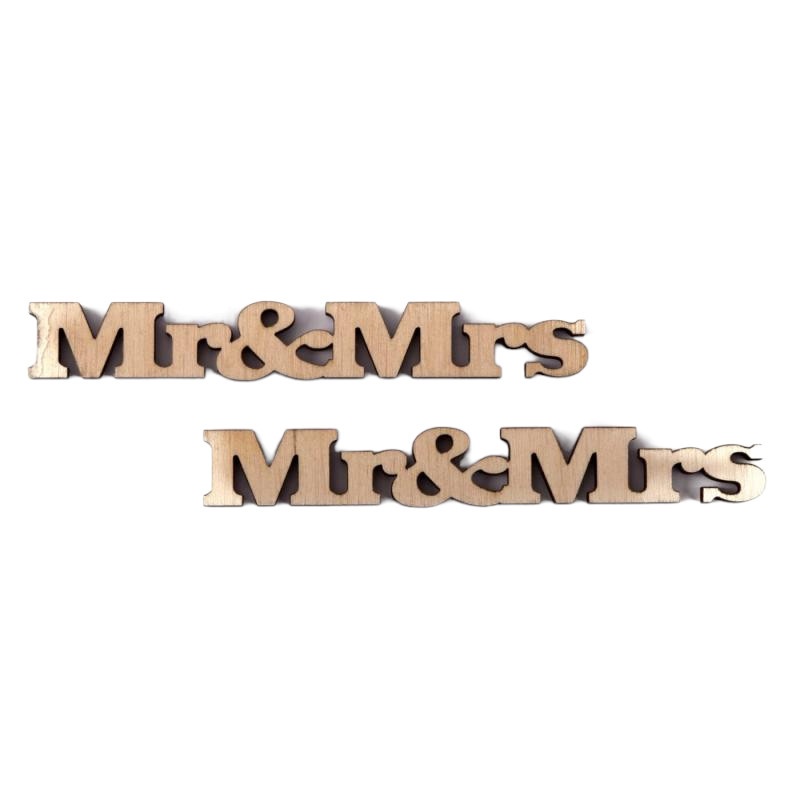 Drevené nápisy, 10 cm, Mr&Mrs, tlačené