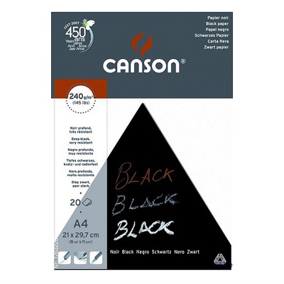 CANSON blok čierny, A4, 240g/m2, 20 listov