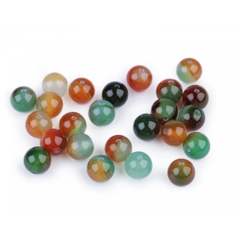 Achát multicolor dofarbený, prírodný minerál 8 mm