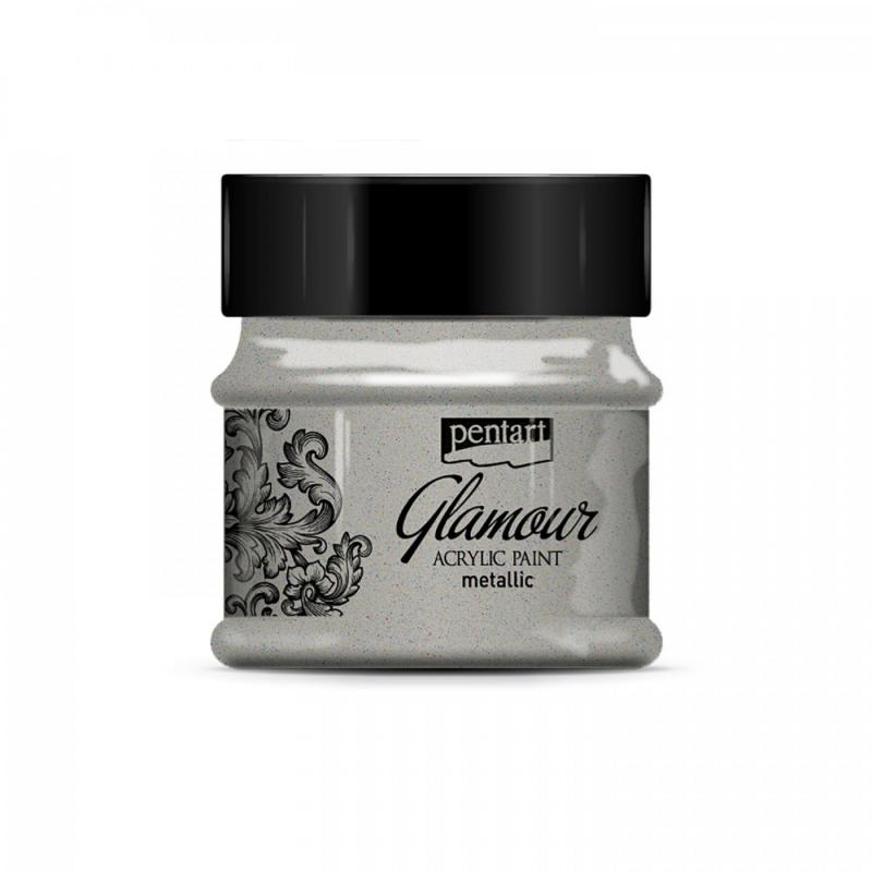 Akrylová farba, glamour, 50 ml, platinová