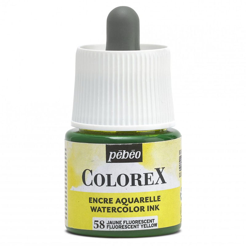 Akvarelový atrament COLOREX, fluorescent yellow 45 ml