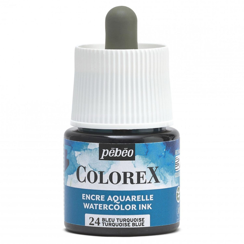 Akvarelový atrament COLOREX, turquoise blue 45 ml