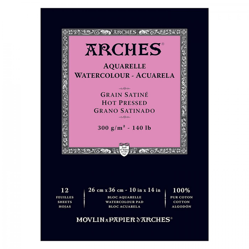 Arches skicár na akvarel HP, 26 x 36 cm, 300 g, 12 listov