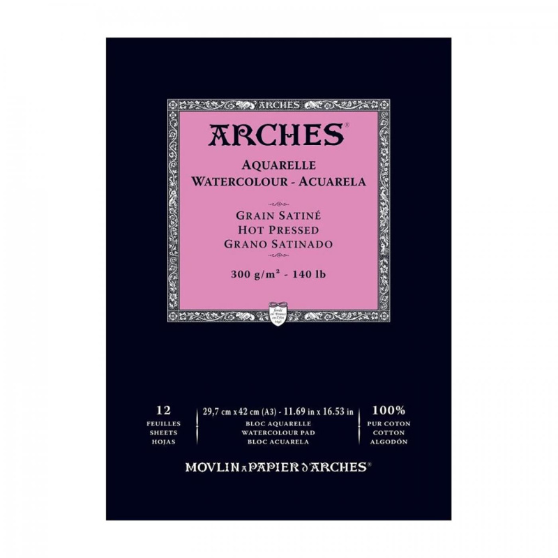 Arches skicár na akvarel HP, 29,7 x 42 cm, 300 g, 12 listov