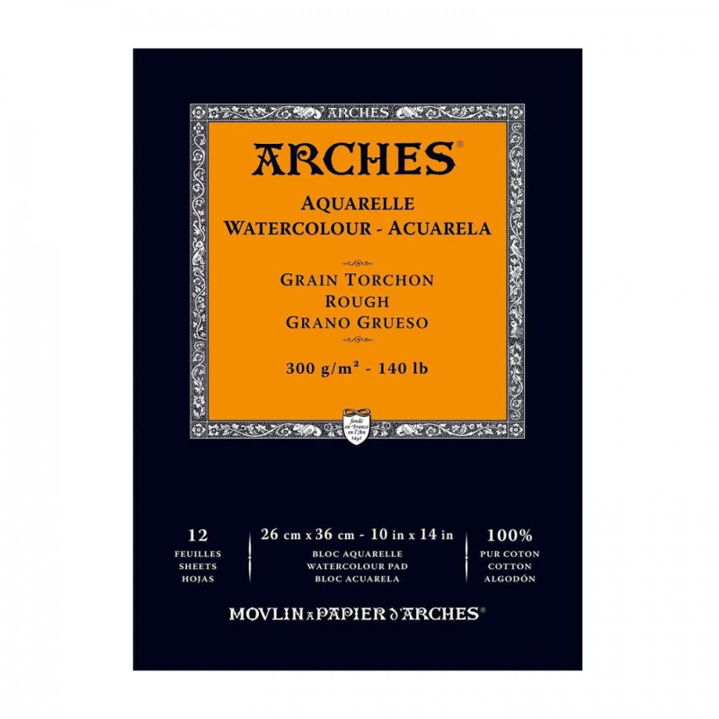 Arches skicár na akvarel, rough, 26 x 36 cm, 300 g, 12 listov