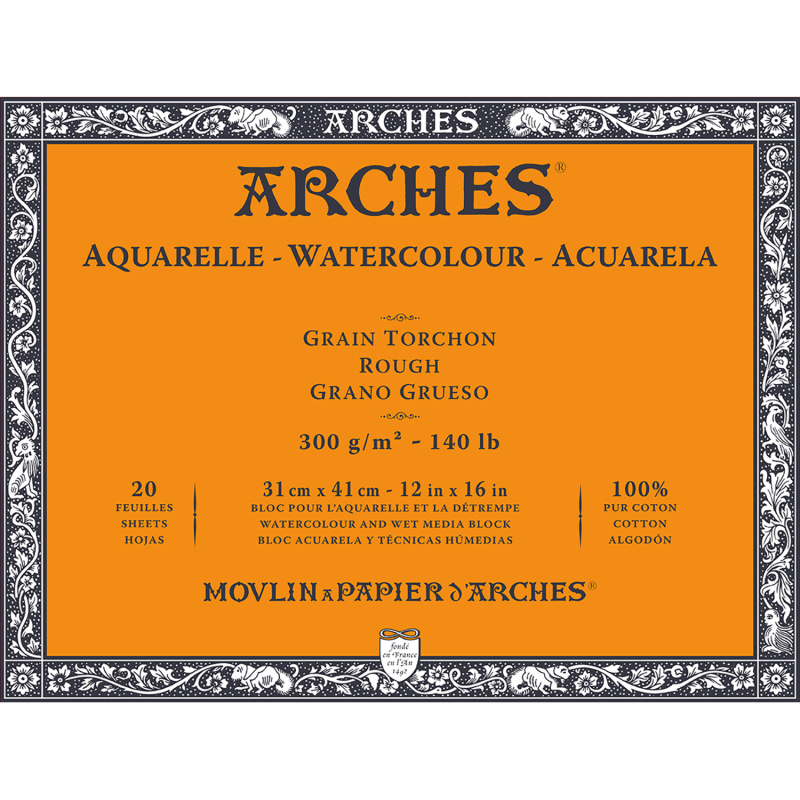 Arches skicár na akvarel, rough, 31 x 41 cm, 300 g, 20 listov