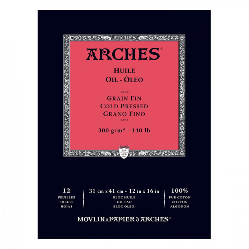 Arches skicár na olej CP, 31 x 41 cm, 300 g, 12 listov