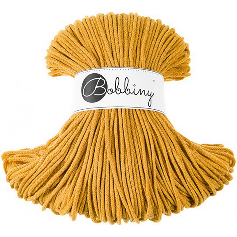 Bobbiny, Macramé pletená šnúra, 3 mm, 100 m, Mustard