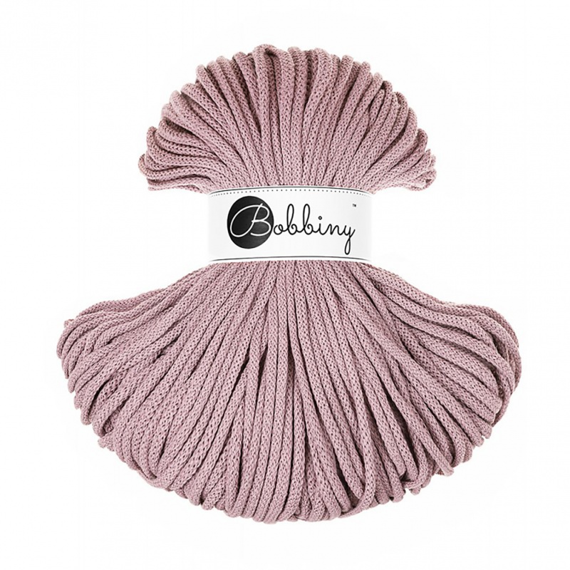 Bobbiny, Macramé pletená šnúra, 5 mm, 100 m, Mauve