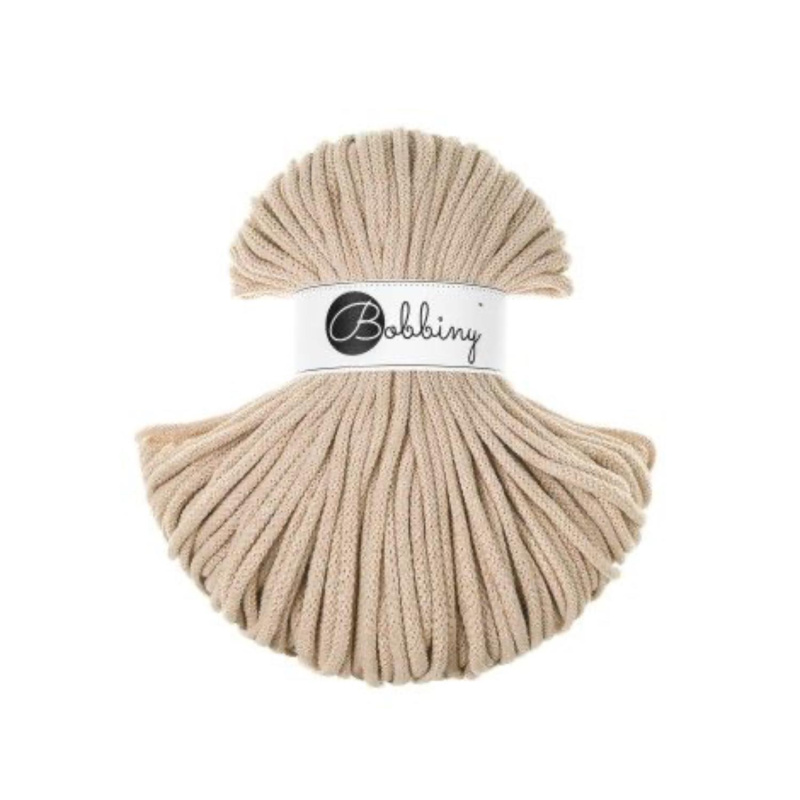 Bobbiny, Macramé pletená šnúra, 5 mm, 100 m, Warm Beige