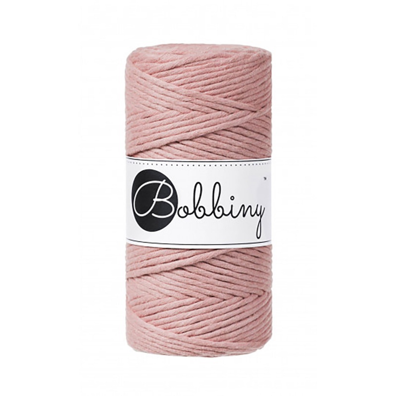 Bobbiny, Macramé točená šnúra, 3 mm, 100 m, Blush