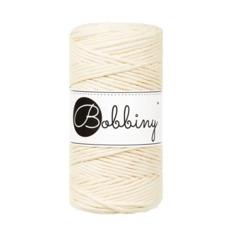 Bobbiny, Macramé točená šnúra, 3 mm, 100 m, Butter Yellow