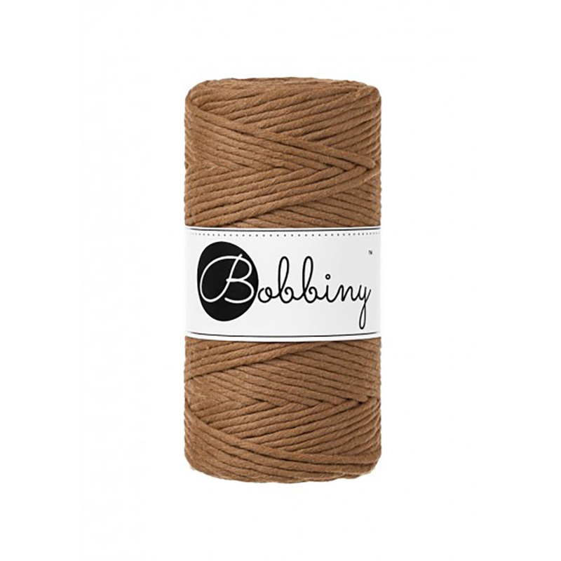 Bobbiny, Macramé točená šnúra, 3 mm, 100 m, Caramel