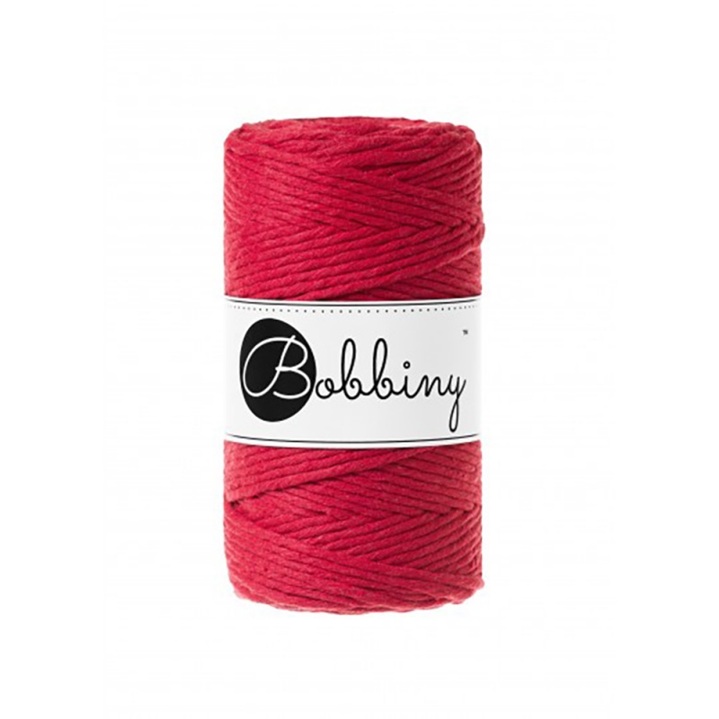 Bobbiny, Macramé točená šnúra, 3 mm, 100 m, Classic Red