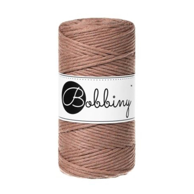 Bobbiny, Macramé točená šnúra, 3 mm, 100 m, Mocha Mousse