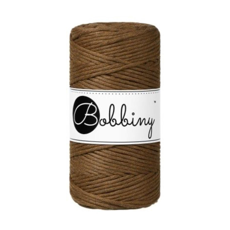 Bobbiny, Macramé točená šnúra, 3 mm, 100 m, Nut Brown