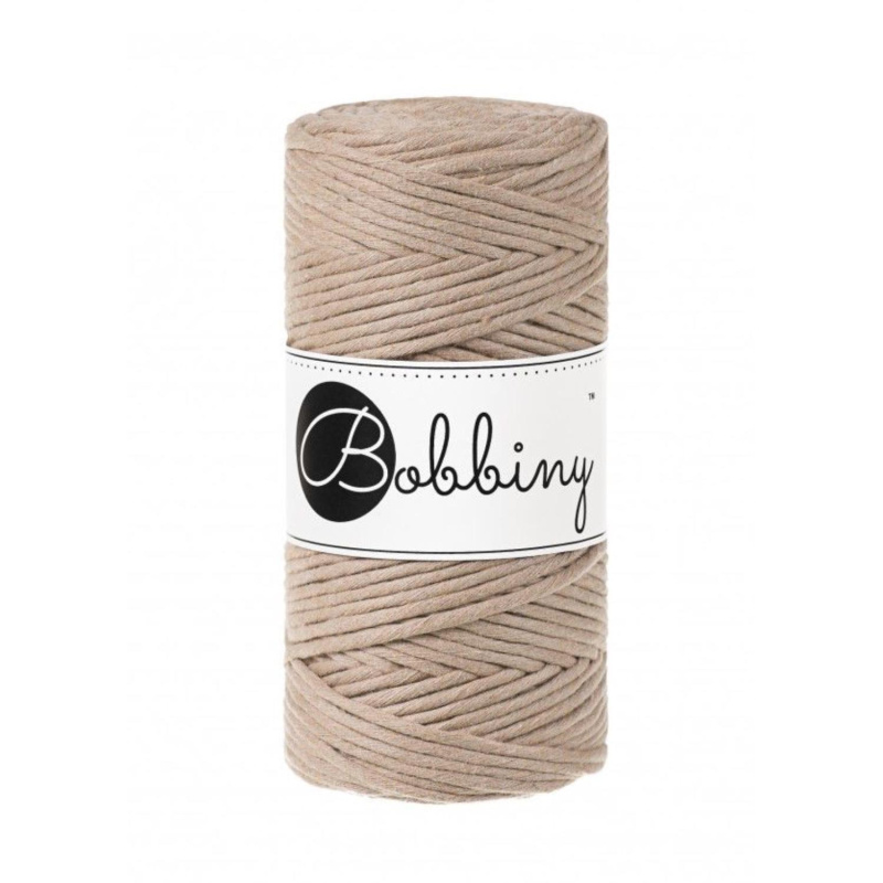 Bobbiny, Macramé točená šnúra, 3 mm, 100 m, Sand