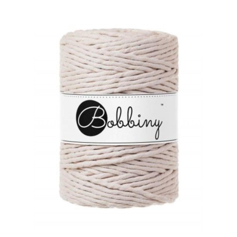 Bobbiny, Macramé točená šnúra, 5 mm, 100 m, Nude