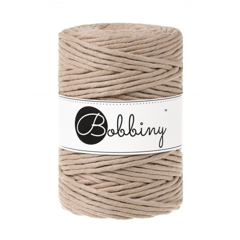 Bobbiny, Macramé točená šnúra, 5 mm, 100 m, Sand