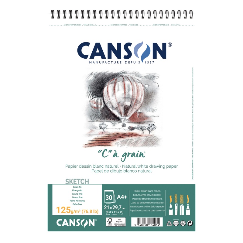 CANSON Skicár C a GRAIN, A4, 125 g, 30 listov