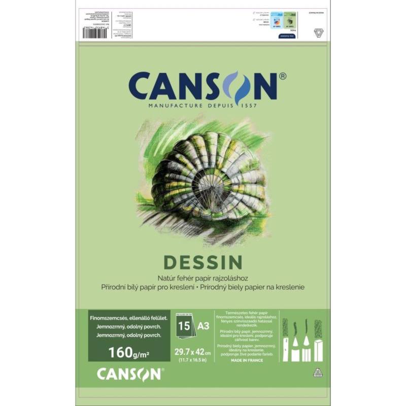 CANSON Skicár FineFace Dessin, 160g, A3 - 15 listov