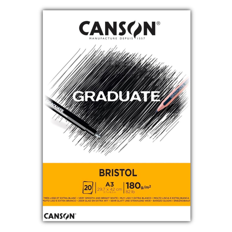 CANSON Skicár Graduate Bristol, A3, 180 g, 20 listov
