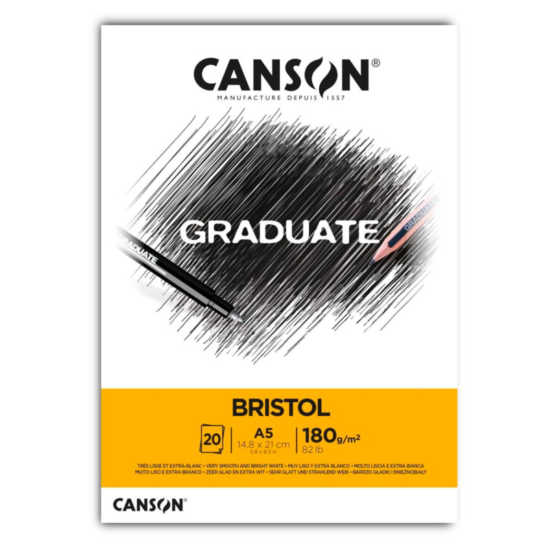 CANSON Skicár Graduate Bristol, A5, 180 g, 20 listov