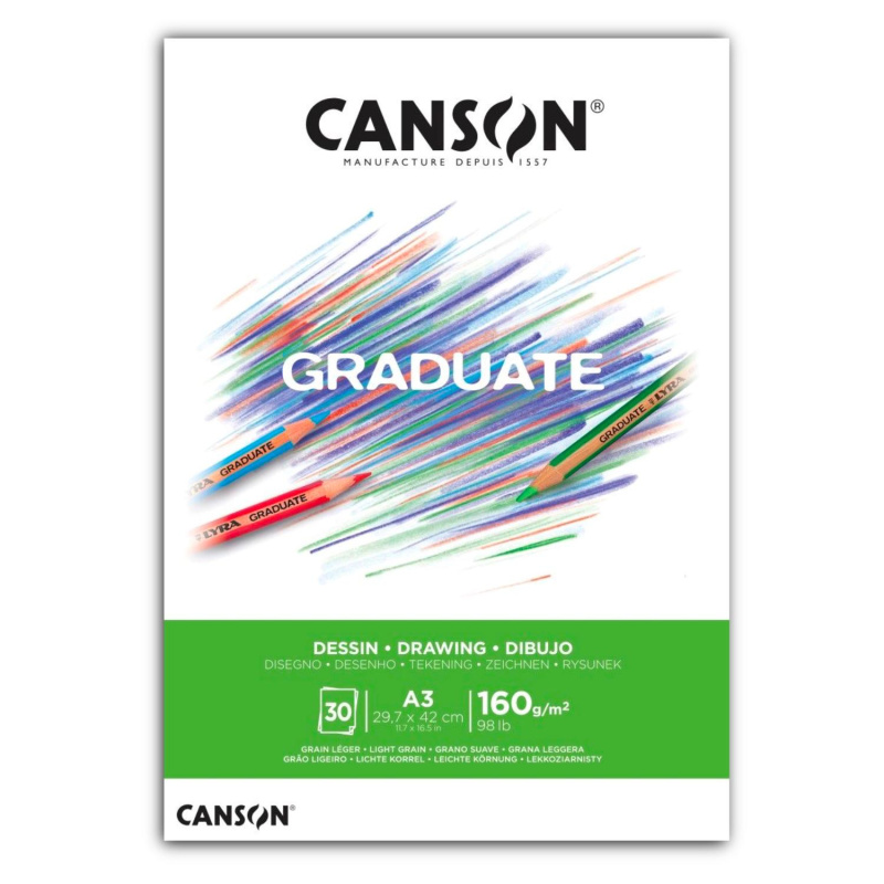 CANSON Skicár Graduate Drawing, A3, 160 g, 30 listov