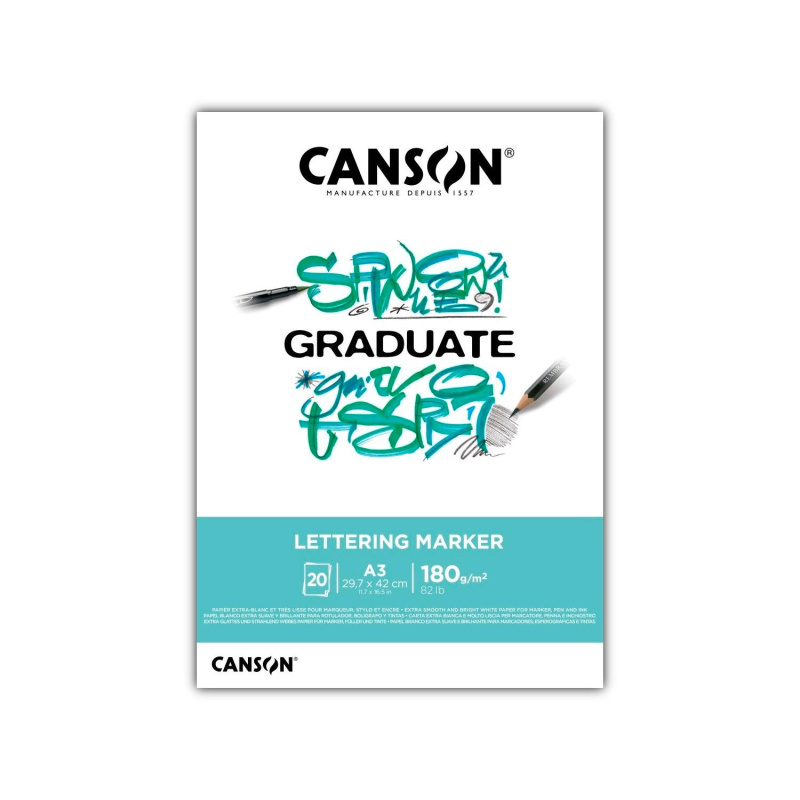 CANSON Skicár Graduate Lettering Marker, A3, 180 g, 20 listov