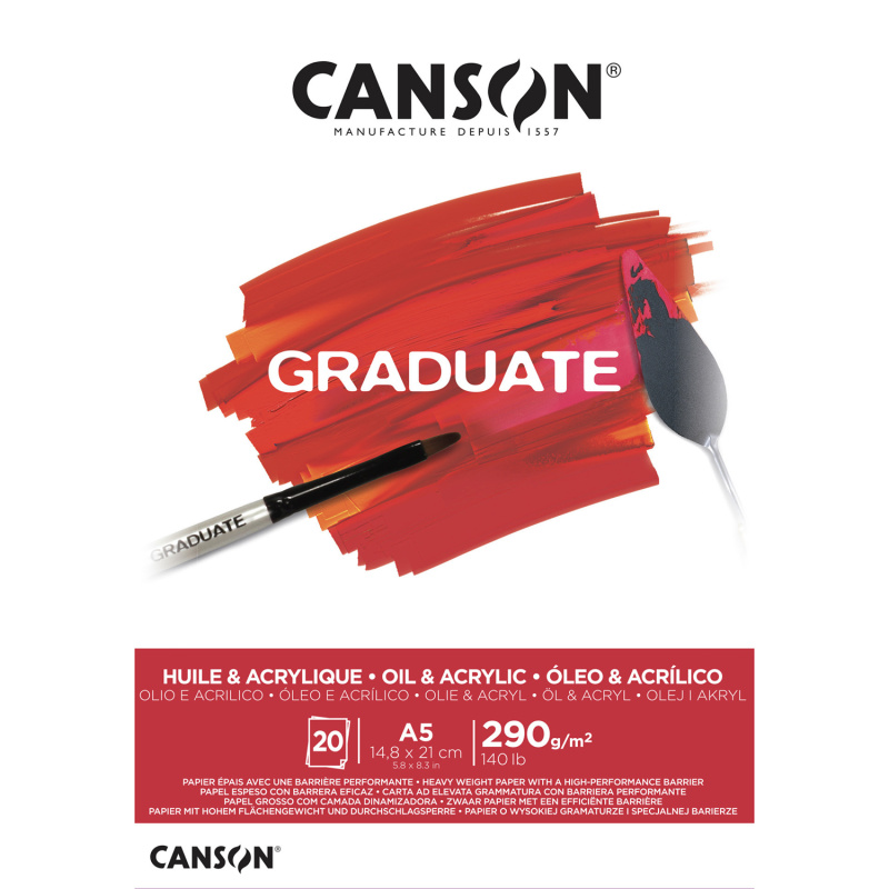 CANSON Skicár Graduate na olej a akryl, A5, 290 g, 20 listov