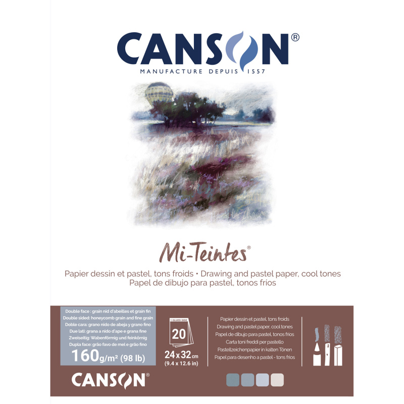 CANSON Skicár Mi-Teintes grey/blue tones, 24 x 32 cm, 160g, 20 listov