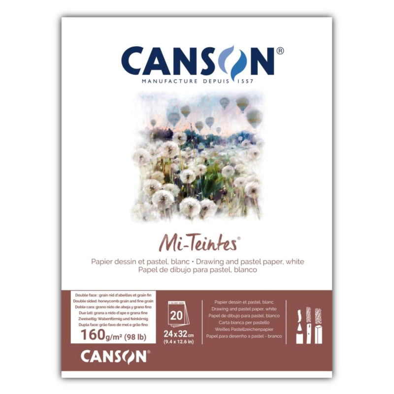 CANSON Skicár Mi-Teintes white tones, 24 x 32 cm, 160g, 20 listov