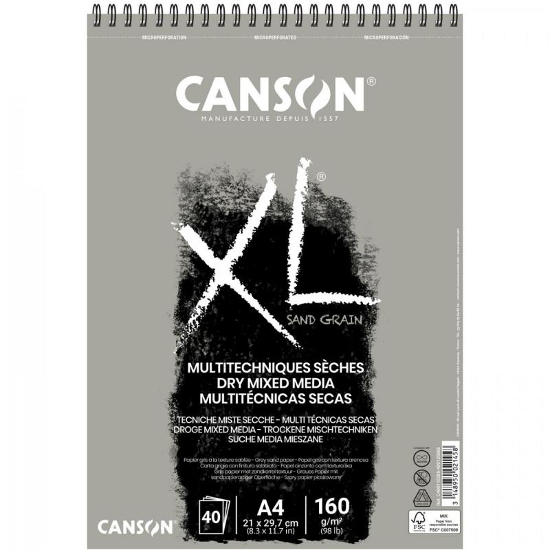 CANSON Skicár XL Dry Mixed Media Sand grain, A4, 160 g, 40 listov