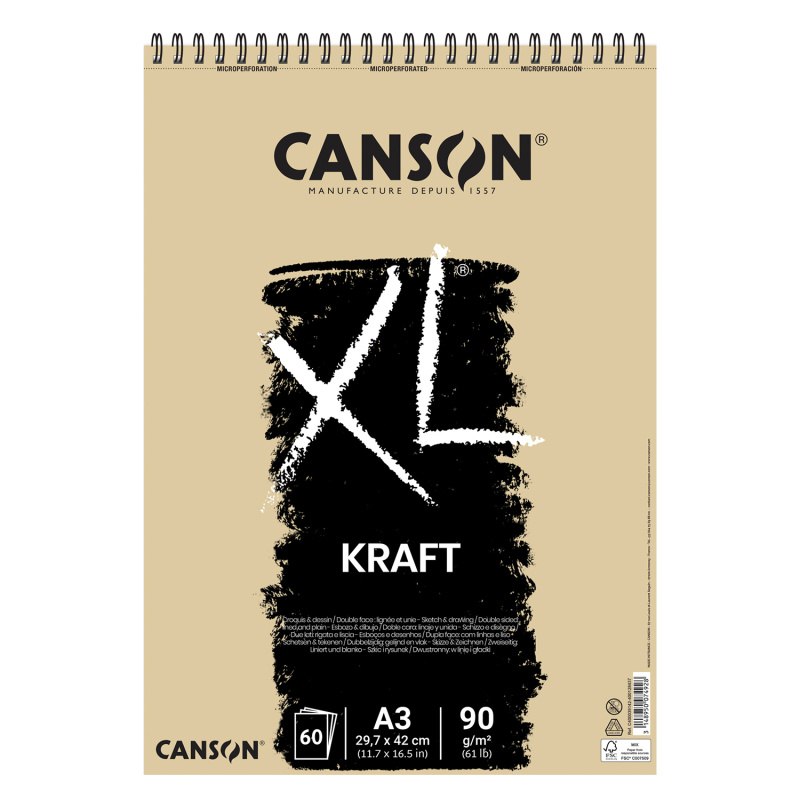CANSON XL Kraft, A3, 90g, 60 listov