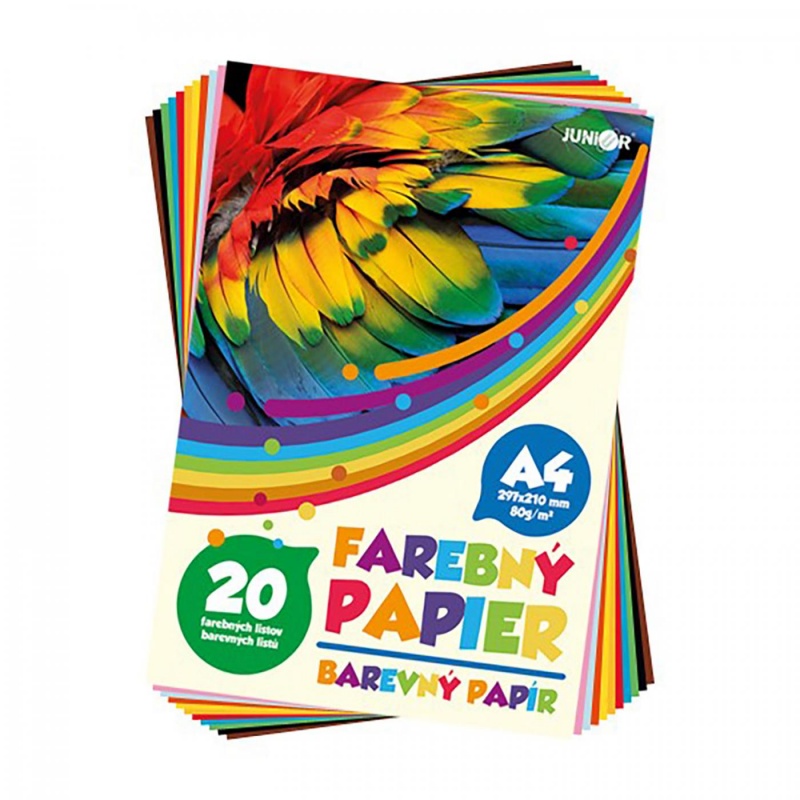 Farebný papier A4, 80 g, 20 listov