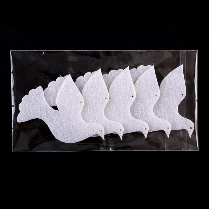 Filcová ozdoba, holubice, 5 ks, priemer 6 cm