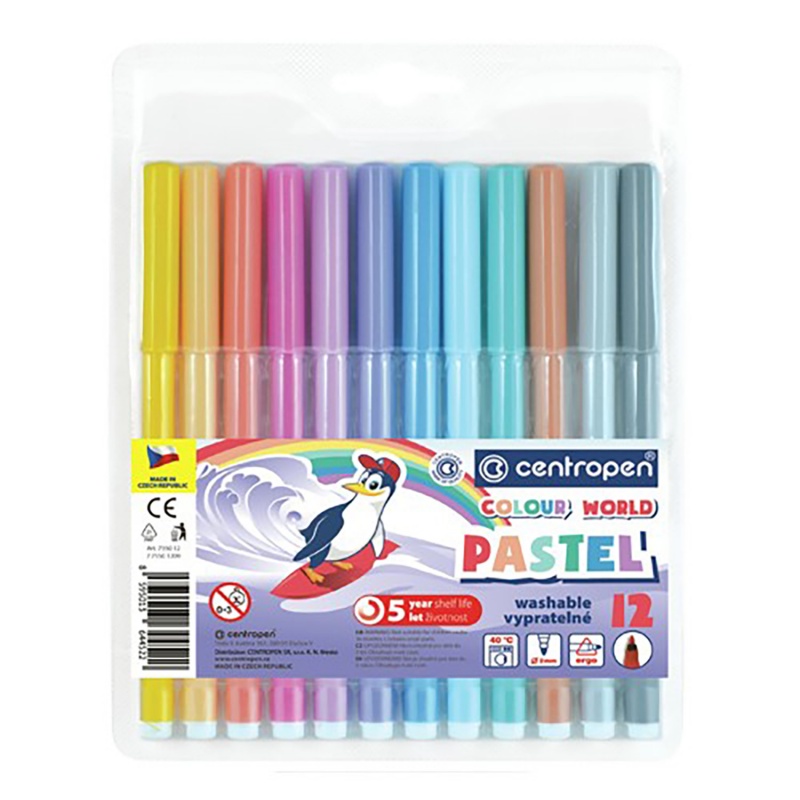 Fixky pre deti CENTROPEN, Colour World Pastel sada 12 ks