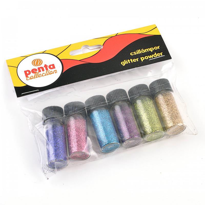 Glitrový prášok, 6 x 3,5 ml, mix farieb 1