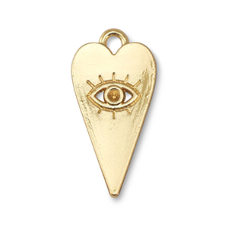 Kovový prívesok, 22,5 x 11,5 mm, heart Eye of Providence zlatá