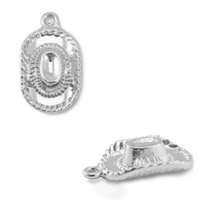 Kovový prívesok, cowboyský klobúk strieborný