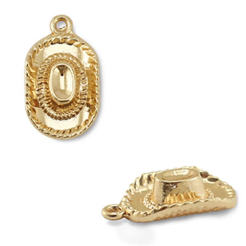 Kovový prívesok, cowboyský klobúk zlatý