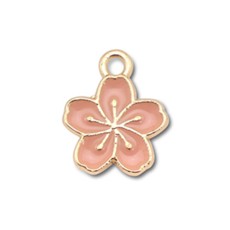 Kovový smaltovaný prívesok, kvet vintage ružová