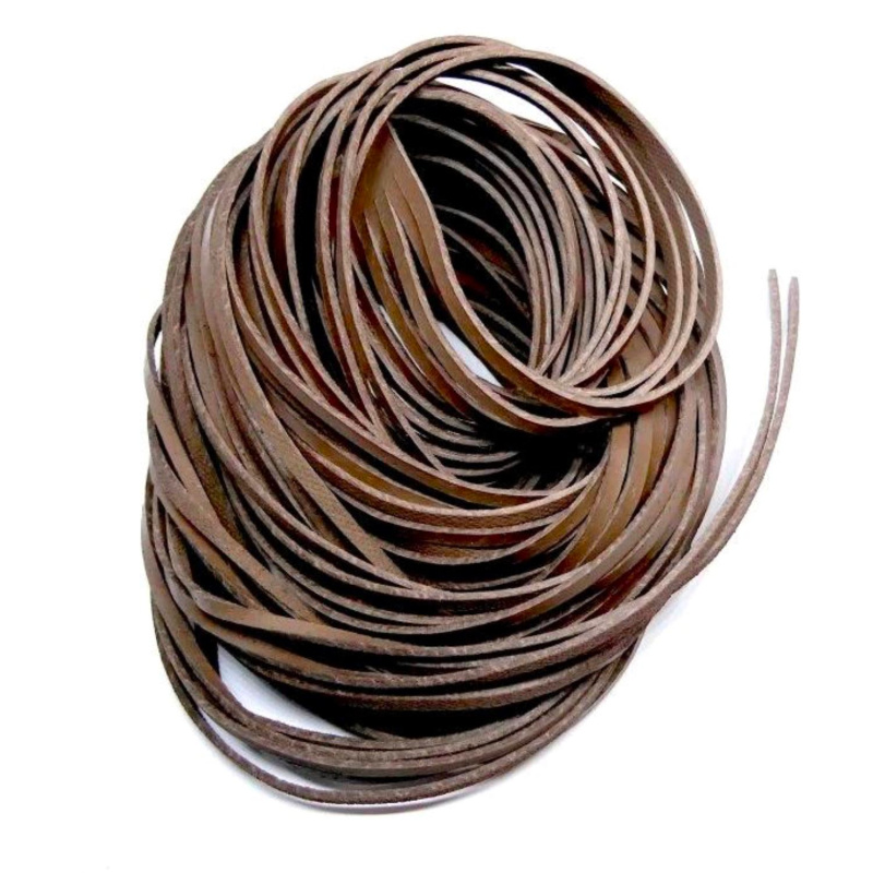 Kožený remienok plochý, 2 mm, hnědý, 90 - 100 cm