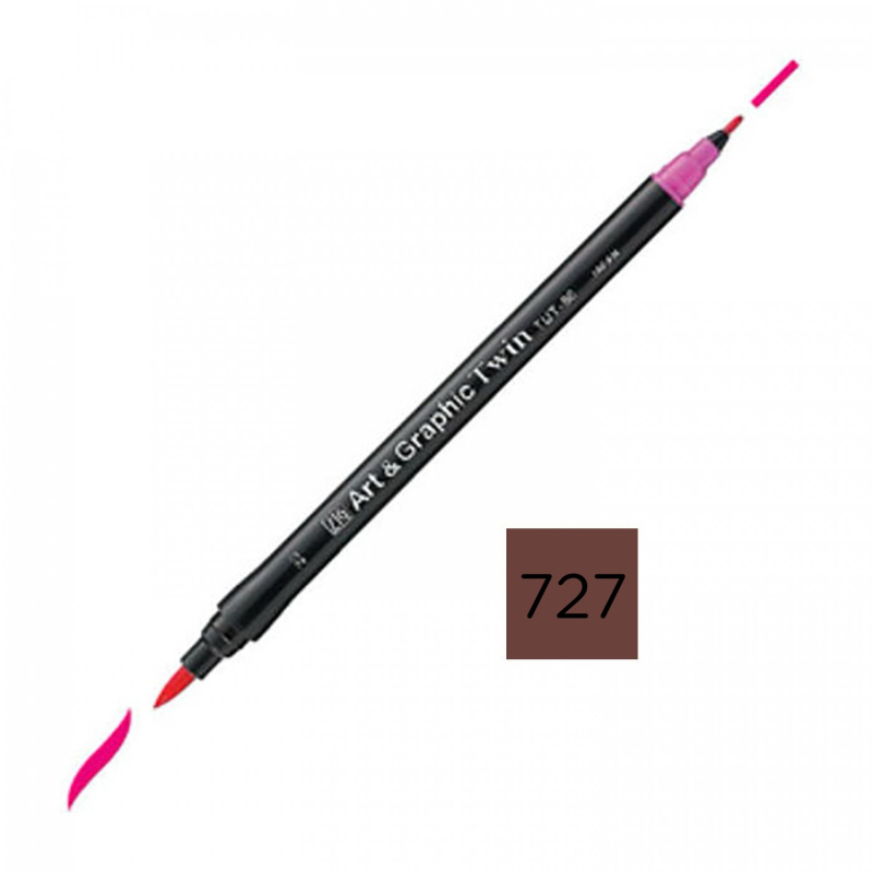 Kuretake, Art & Graphic Twin, 727 Deep Reddish Brown