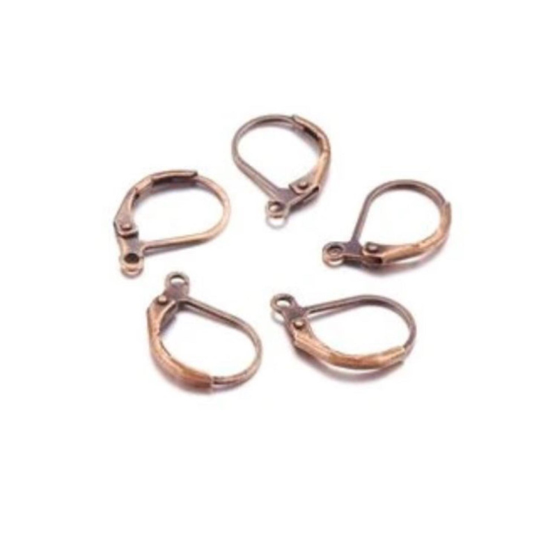 Náušnicové zapínanie s očkom 13 x 10 mm, staromeď, 1 pár