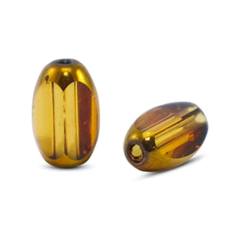 Oválna sklenená korálka 6 x 2,5 mm, 10 ks, priehľadná žlto-zlatá