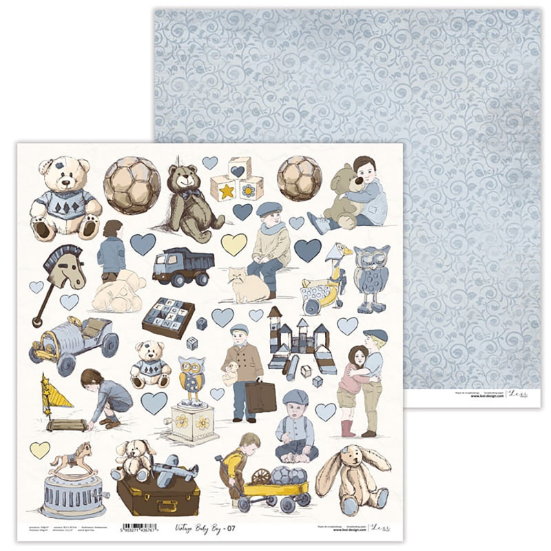 Papier na scrapbooking, Vintage Baby Boy 07