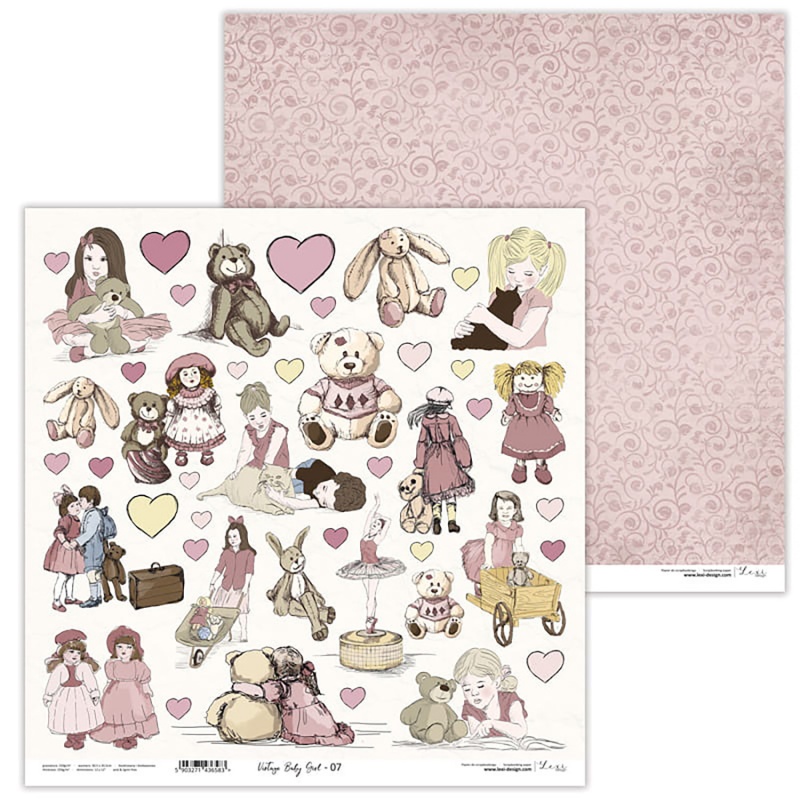 Papier na scrapbooking, Vintage Baby Girl 07