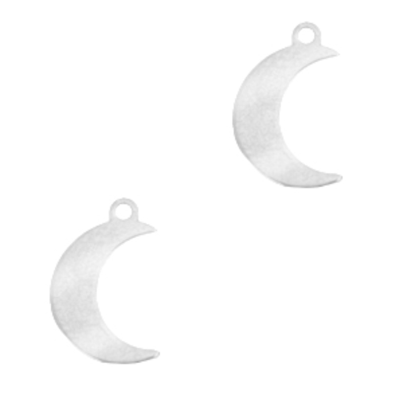 Prívesok z nerezovej ocele, 12 x 8 mm, mesiac strieborný