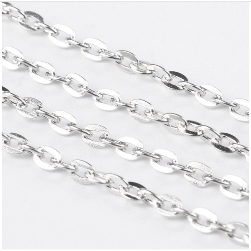 Retiazka oválne očká  4 x 2 x 0,5 mm platina 1 m